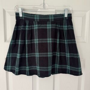 Plaid Black and Green Mini Skirt